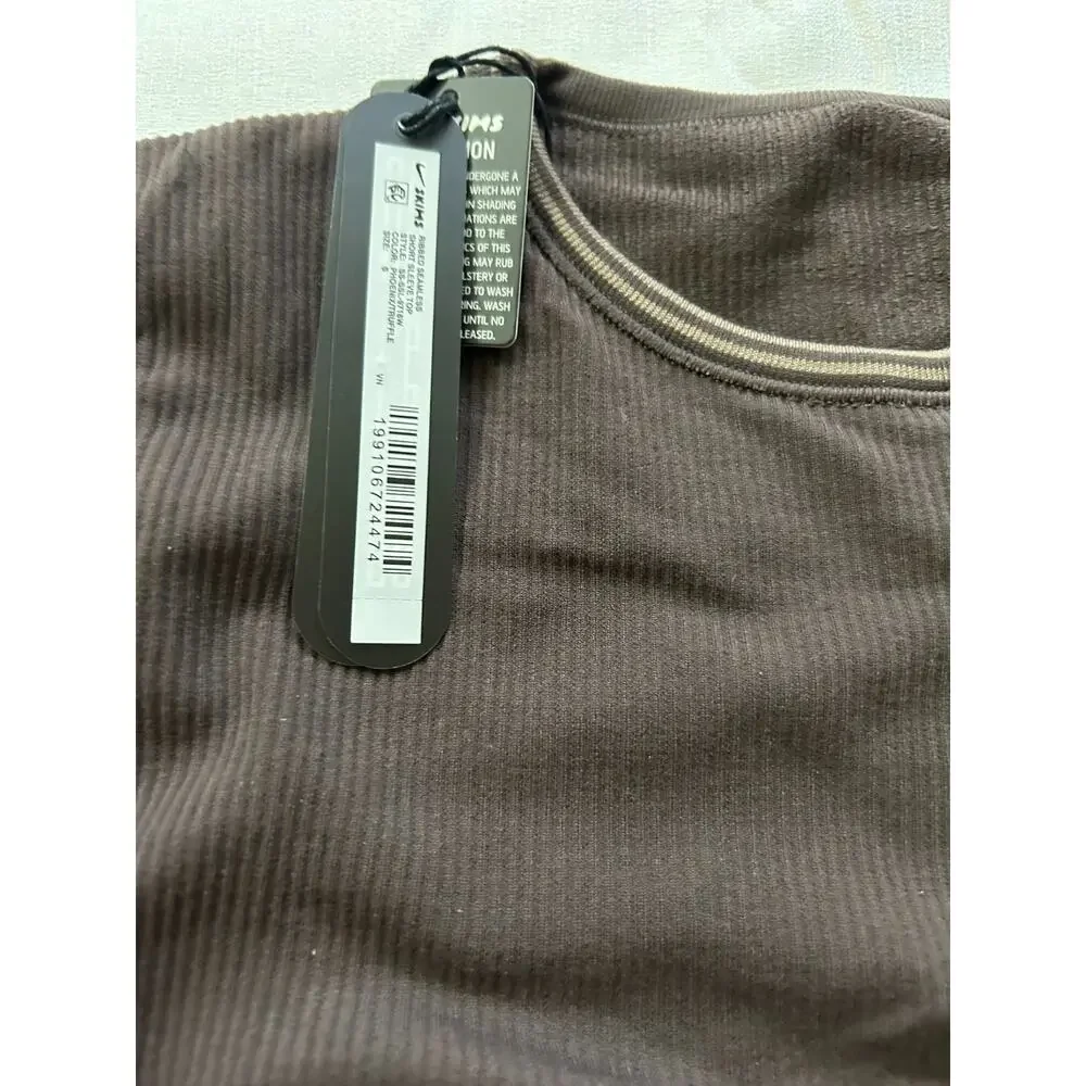 NEW Nike X Skims Ribbed Seamless Phoenix Truffle Top Brown Small